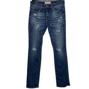 Departwest‎ Jeans Mens 29x34 Blue Wash Distressed Trouper Straight Stretch